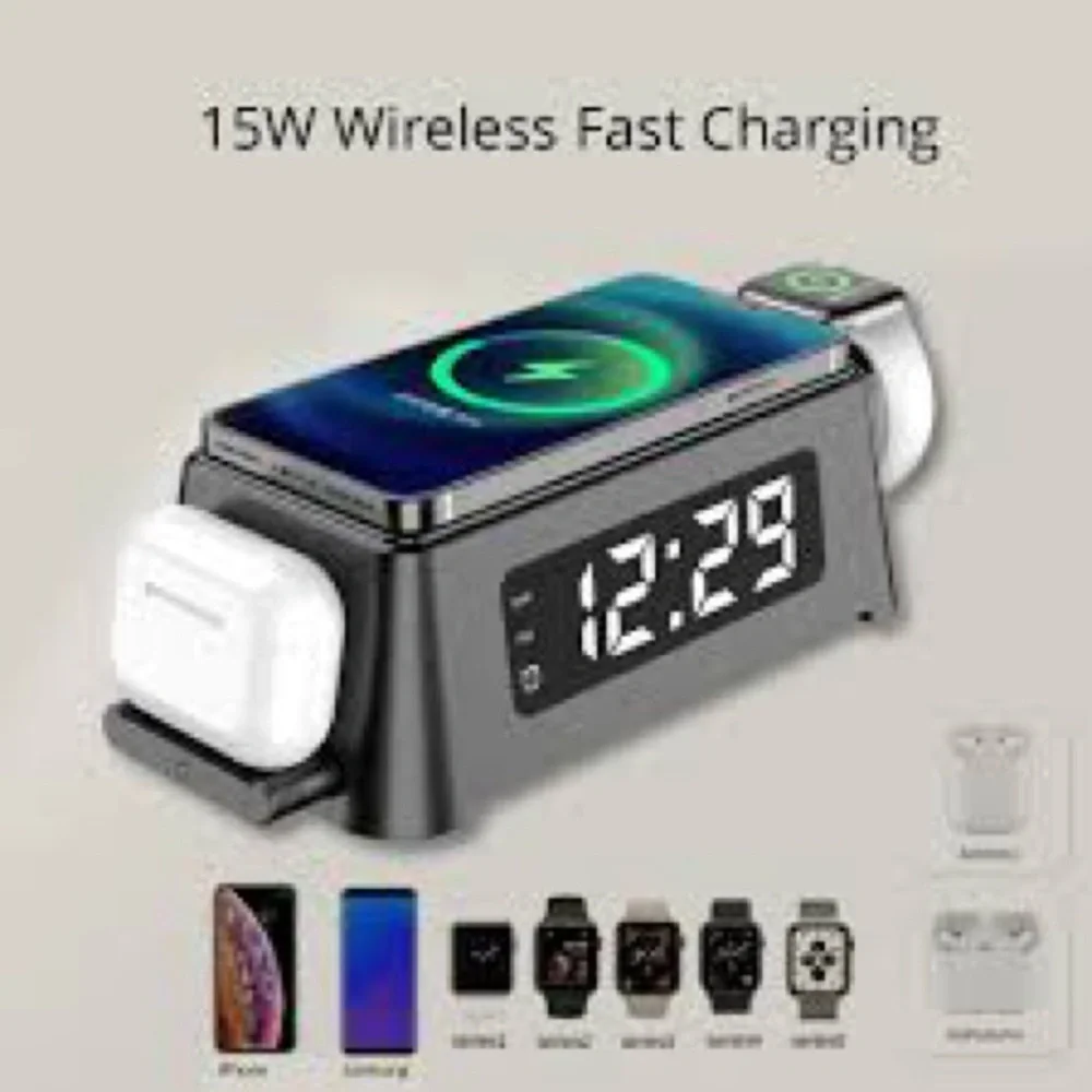 Junwer 3 in 1 Wireless Charger Stand and alarm clock for iPhone